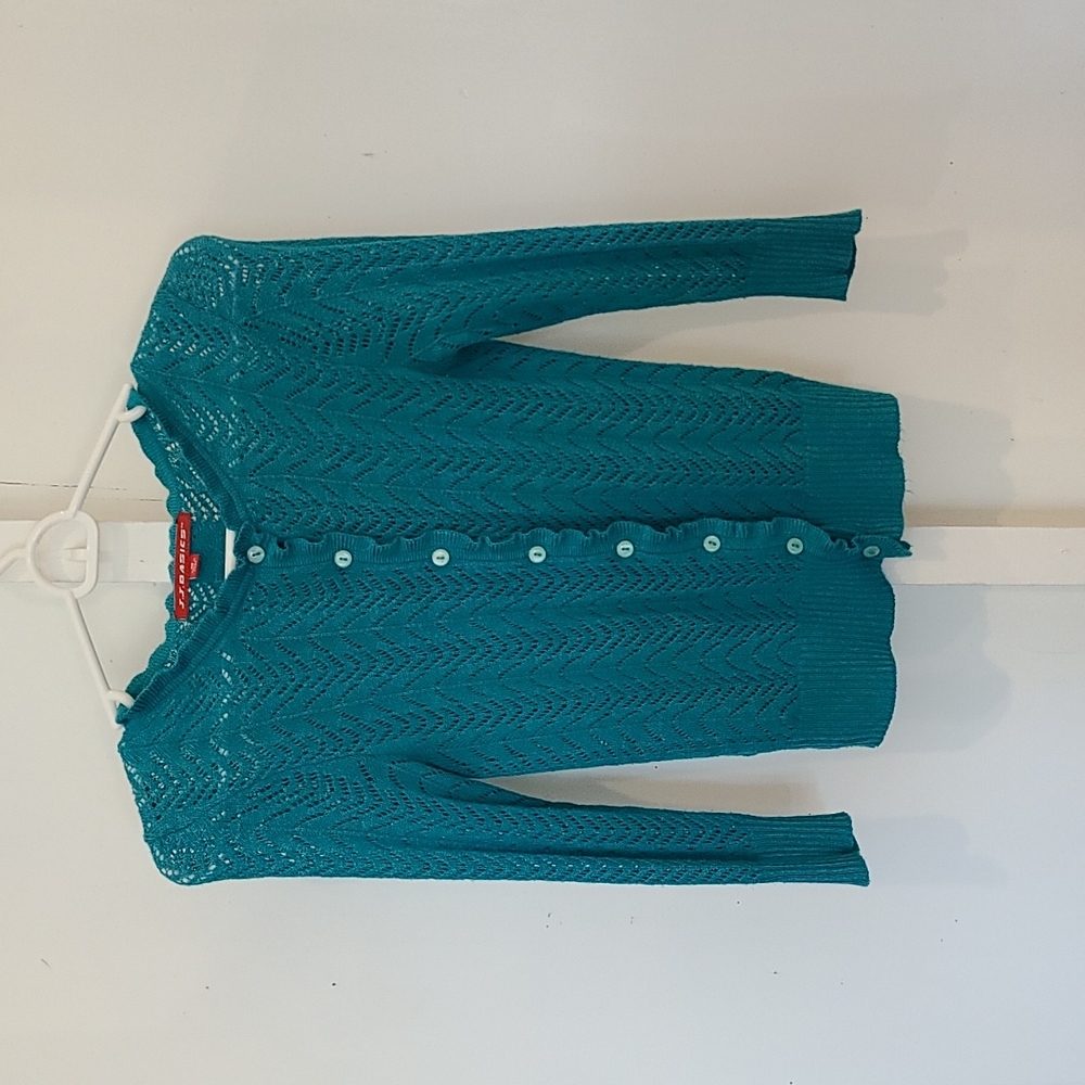 J.J. Basics Size M Teal Cardigan